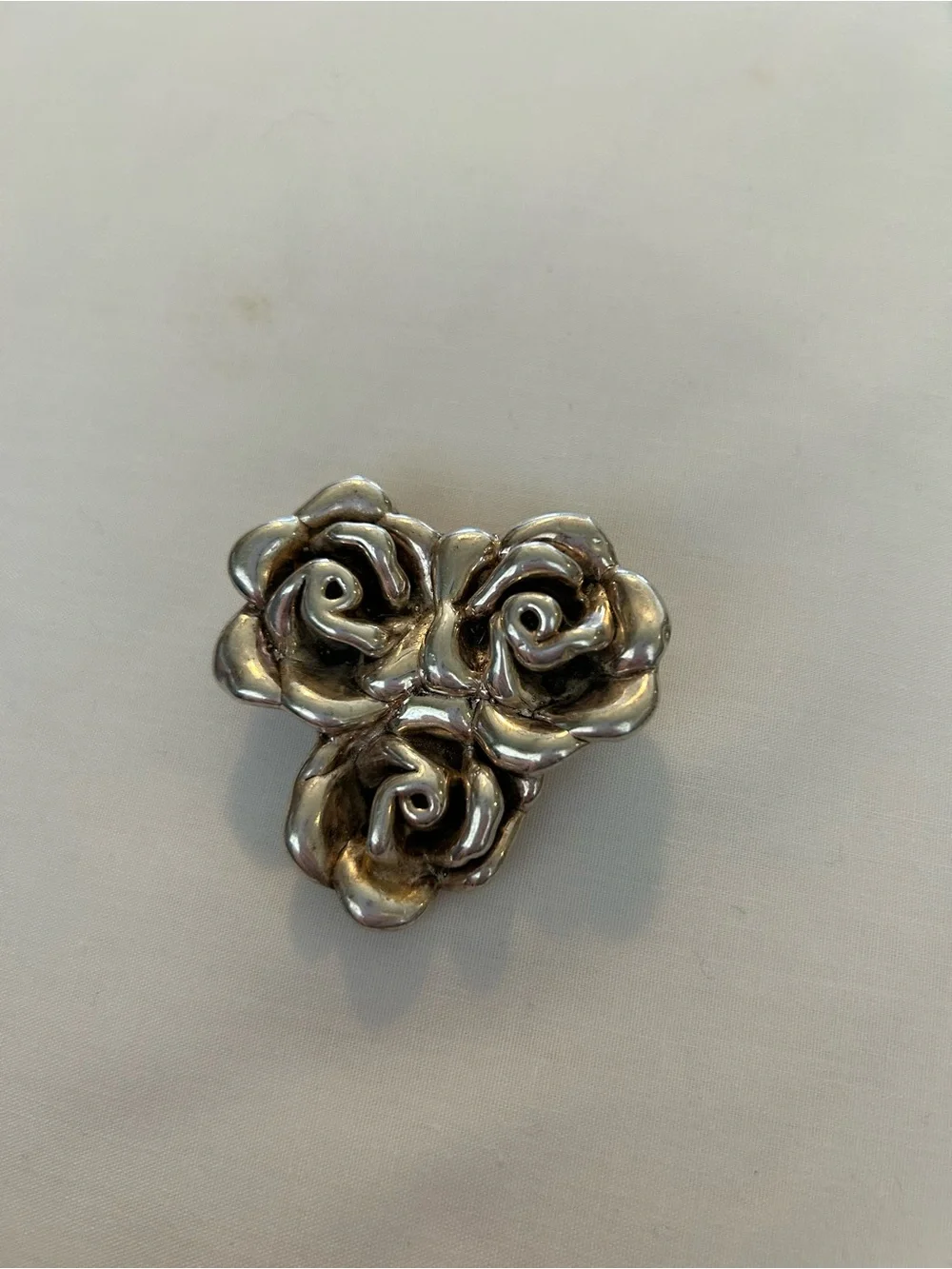 Silver Floral Trio Rose Brooch - Classic Women’s Jewelry